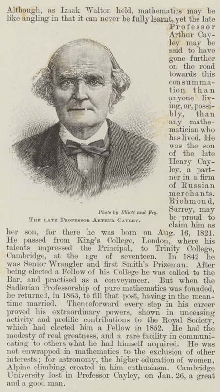 Il defunto professor Arthur Cayley da English School