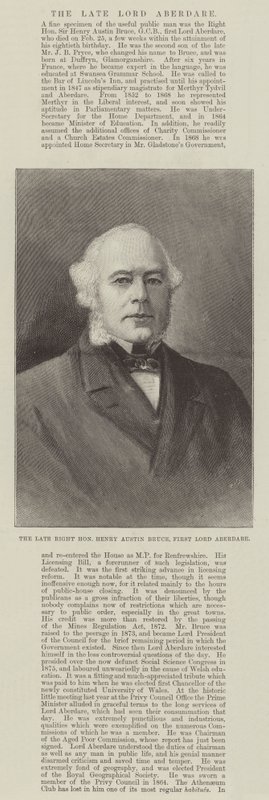 Il defunto Onorevole Henry Austin Bruce, Primo Lord Aberdare da English School