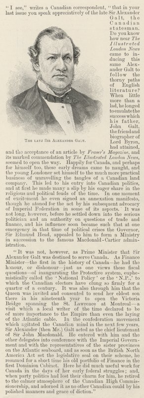 Il defunto Sir Alexander Galt da English School