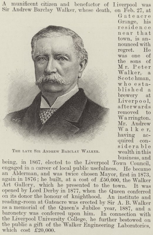 Il defunto Sir Andrew Barclay Walker da English School