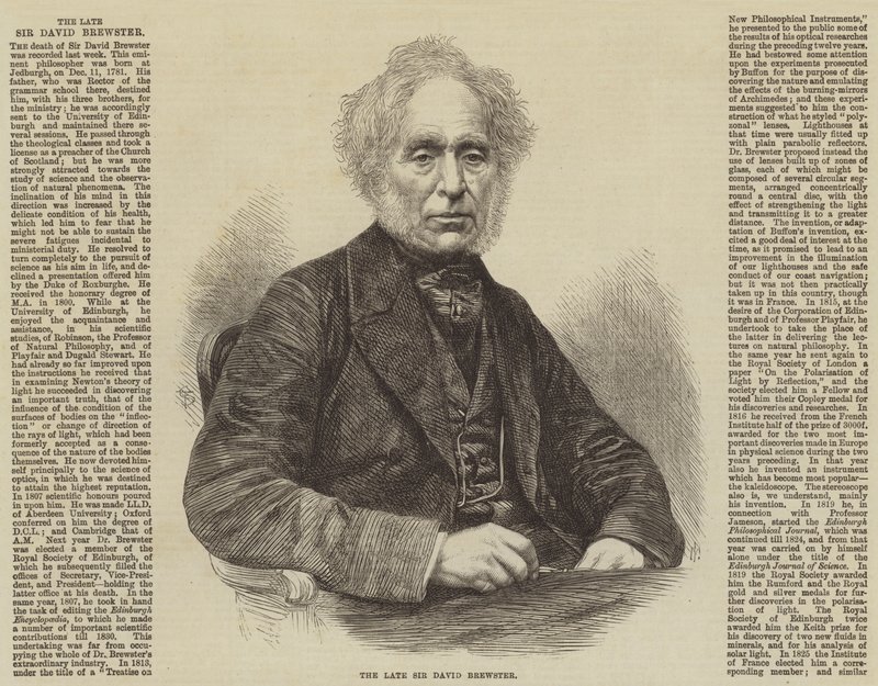Il defunto Sir David Brewster (incisione) da English School