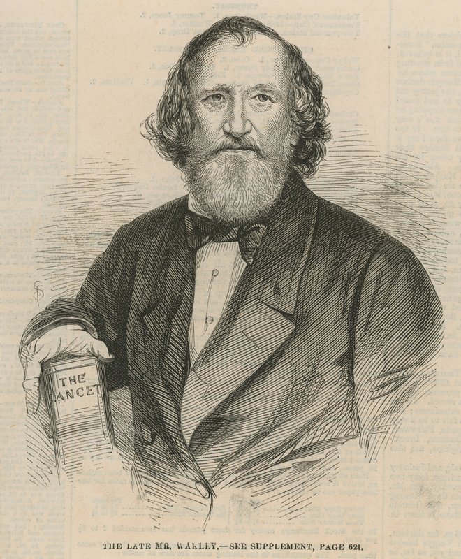 Il defunto Thomas Wakley, MP per Finsbury e fondatore della rivista The Lancet da English School