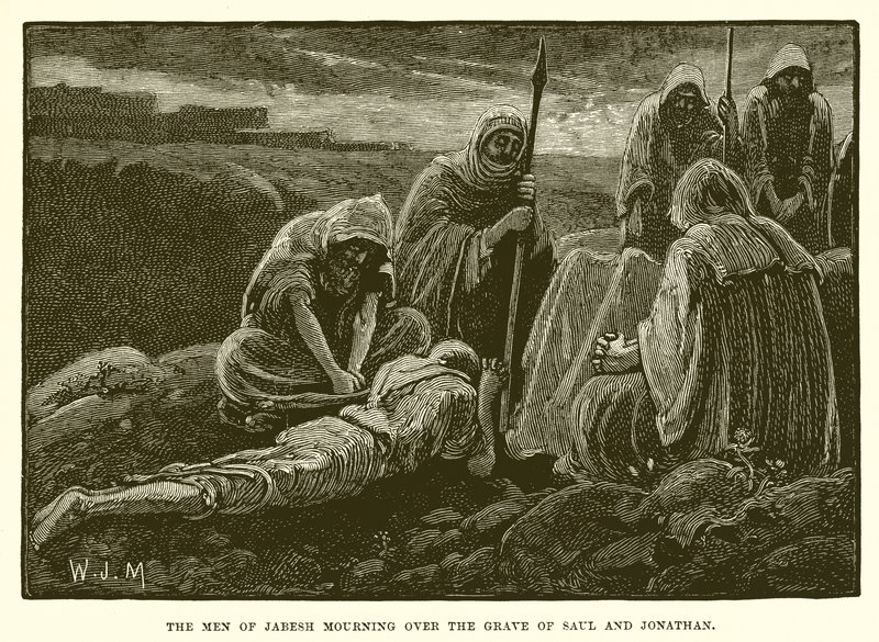 Gli uomini di Iabes che piangono sulla tomba di Saul e Gionata da English School