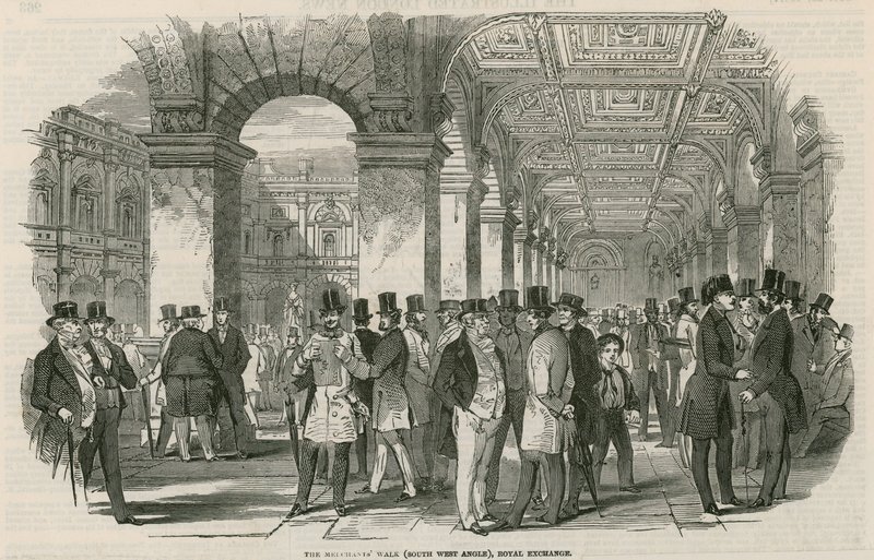 La passeggiata dei mercanti (angolo sud-ovest), Royal Exchange da English School
