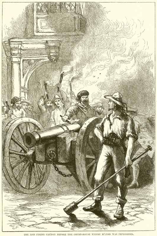 La folla spara con il cannone davanti al tribunale dove era imprigionato McLeod da English School