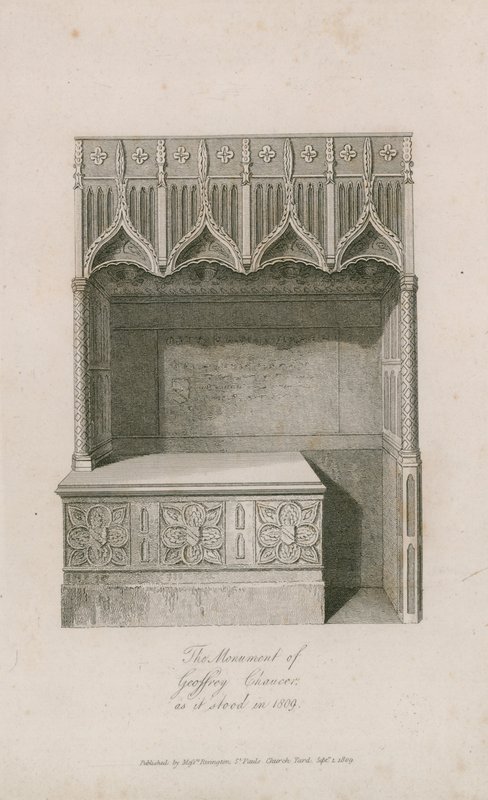 Il monumento di Geoffrey Chaucer da English School