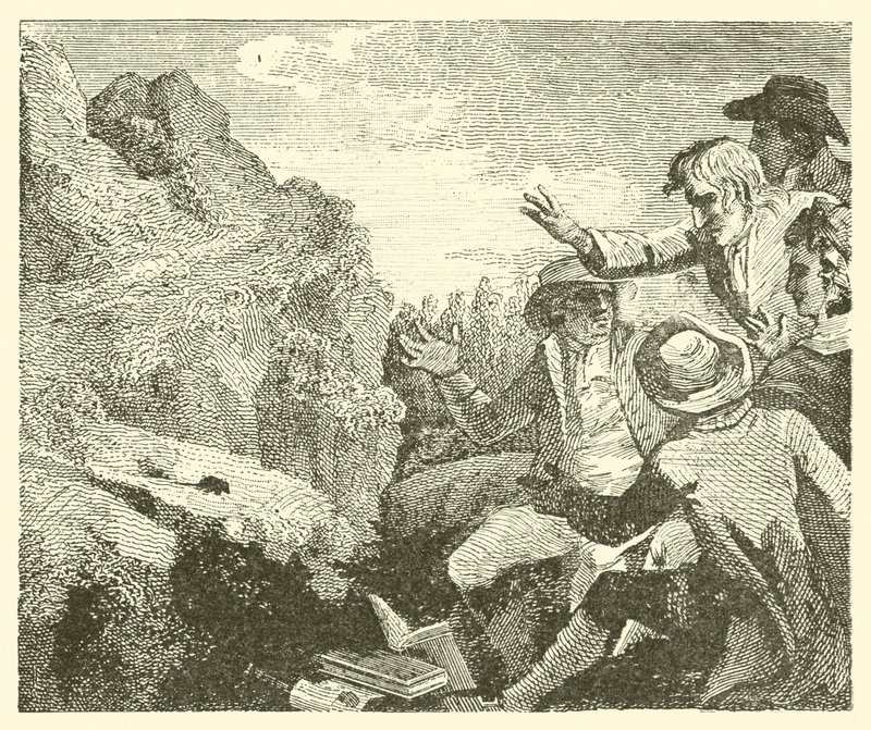 Le montagne in travaglio (incisione) da English School