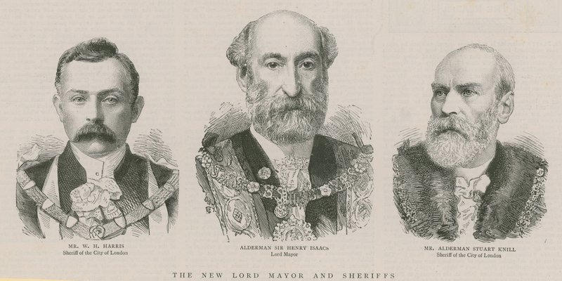 Il nuovo Lord Mayor e gli sceriffi: Alderman Sir Henry Isaacs, Lord Mayor da English School