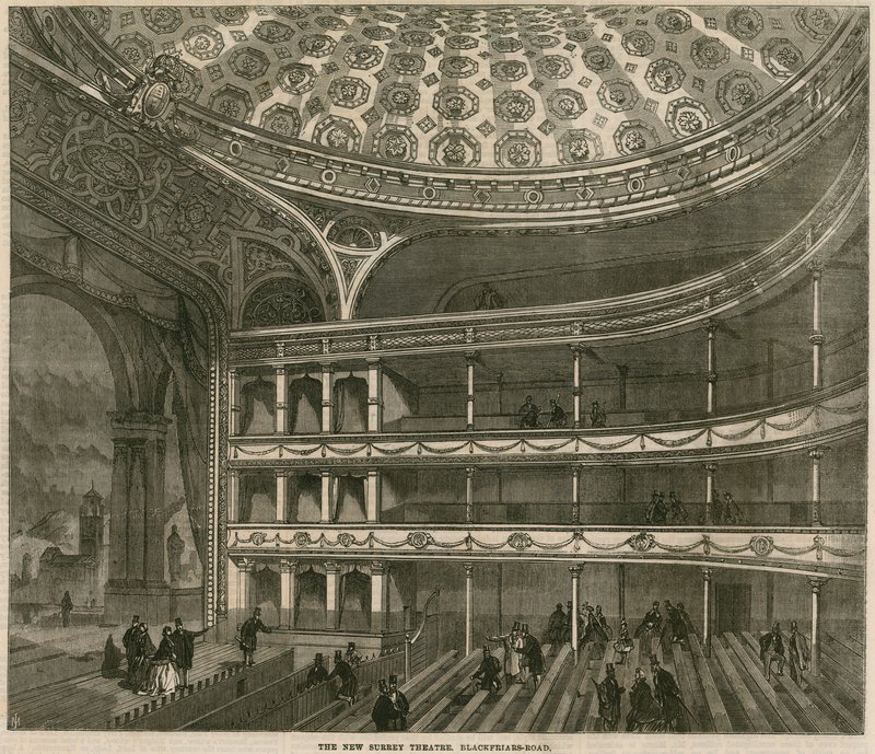 Il nuovo Teatro Surrey, Blackfriars Road, Londra da English School