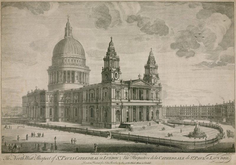 Prospetto nord-ovest della Cattedrale di St Paul a Londra da English School