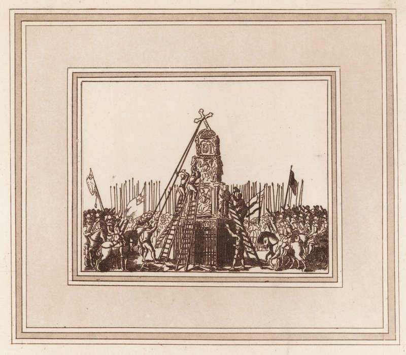 La demolizione della Croce di Cheapside il 2 maggio 1643 da English School
