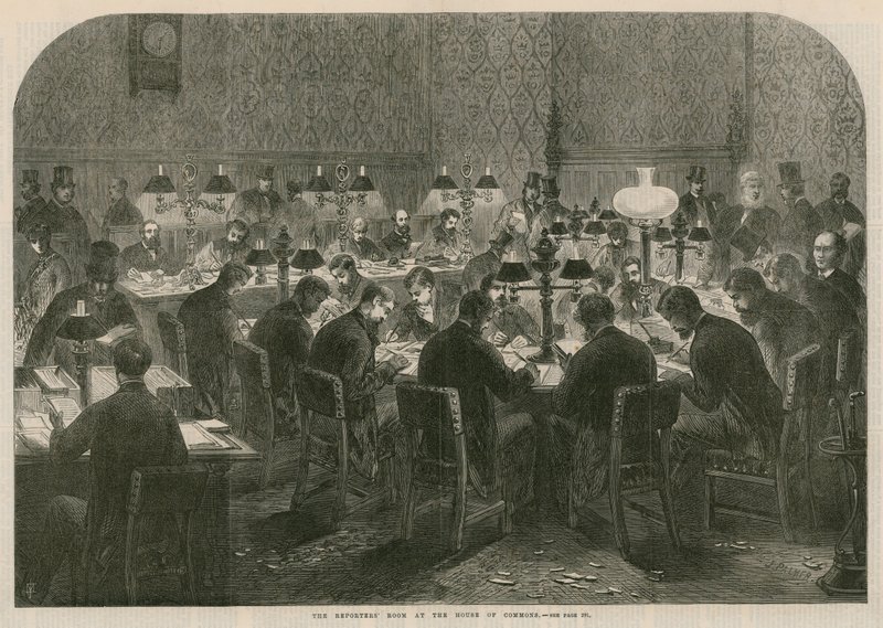 La sala dei reporter alla Camera dei Comuni da English School