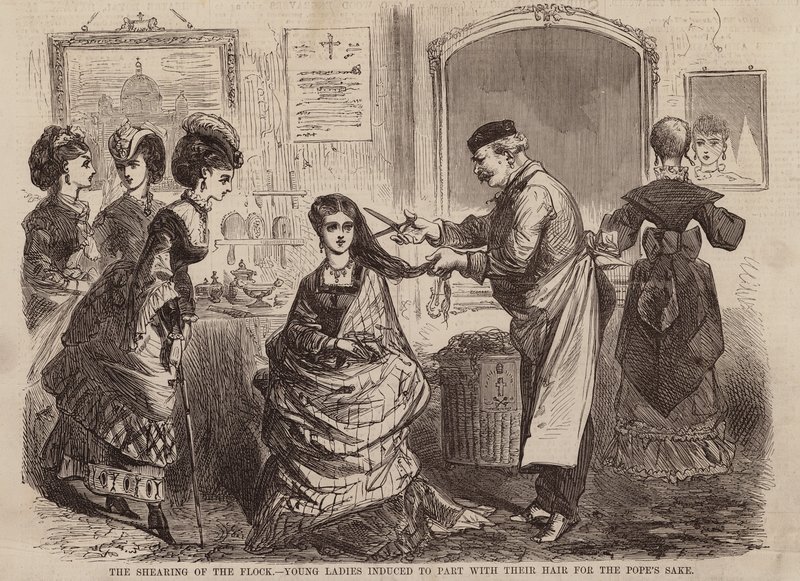 La tosatura del gregge, giovani donne indotte a tagliarsi i capelli per il bene del Papa da English School