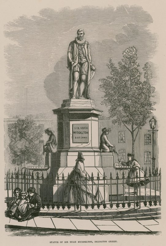 La statua di Sir Hugh Myddleton a Islington Green da English School