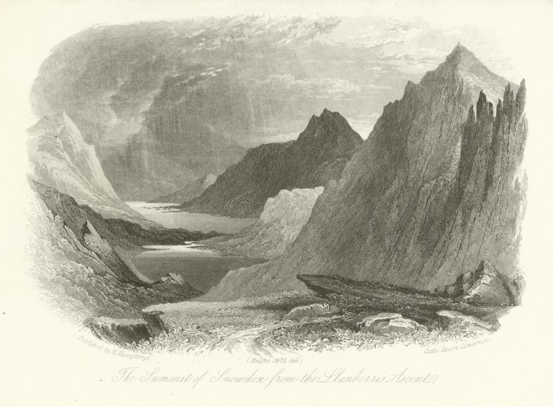 La cima dello Snowdon dalla salita di Llanberis, Galles da English School