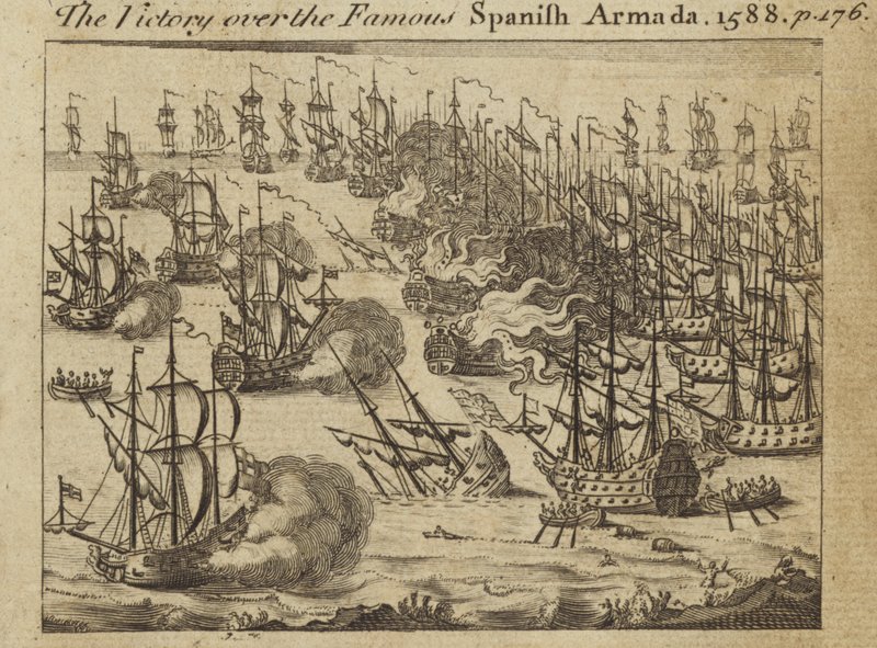 La vittoria sulla famosa Armada Spagnola, 1588 da English School