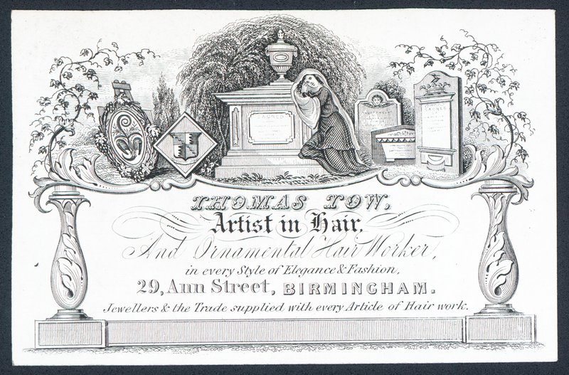 Thomas Tow, artista dei capelli, biglietto commerciale da English School