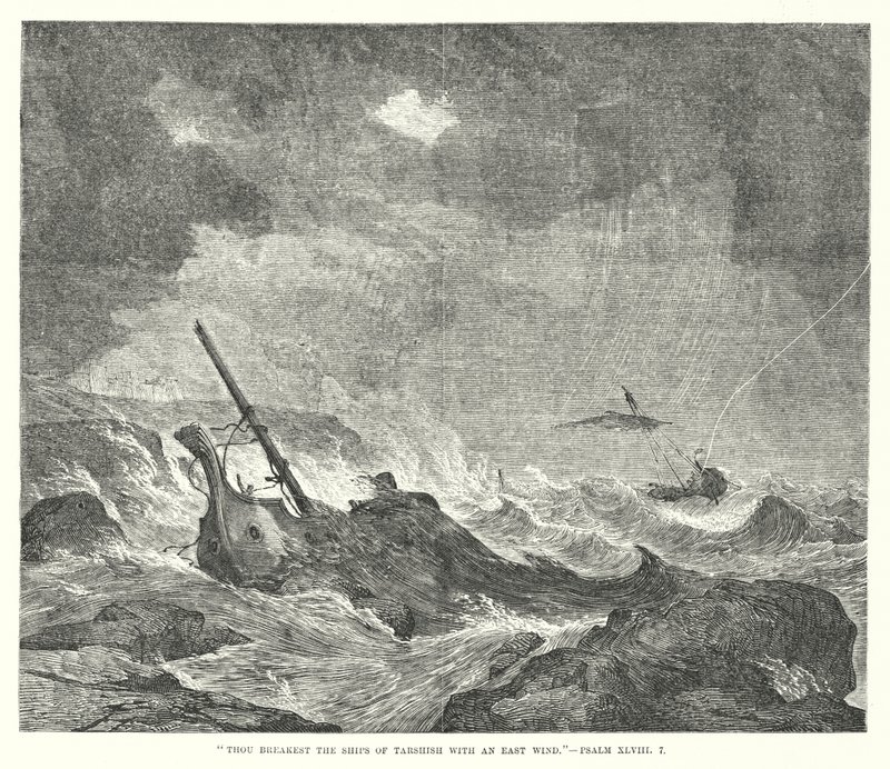 Tu spezzi le navi di Tarsis con un vento orientale, Salmo XLVIII, 7 (incisione) da English School
