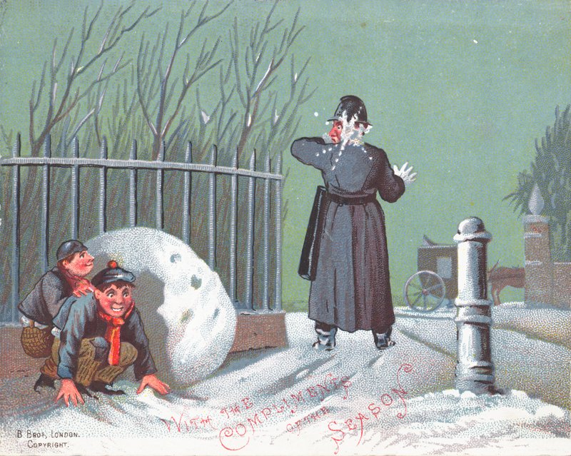 Lanciare palle di neve a un poliziotto da English School