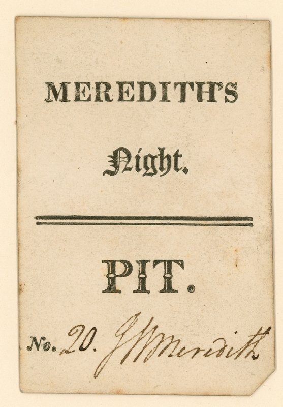 Biglietto per il Drury Lane Theatre, Londra: Meredith