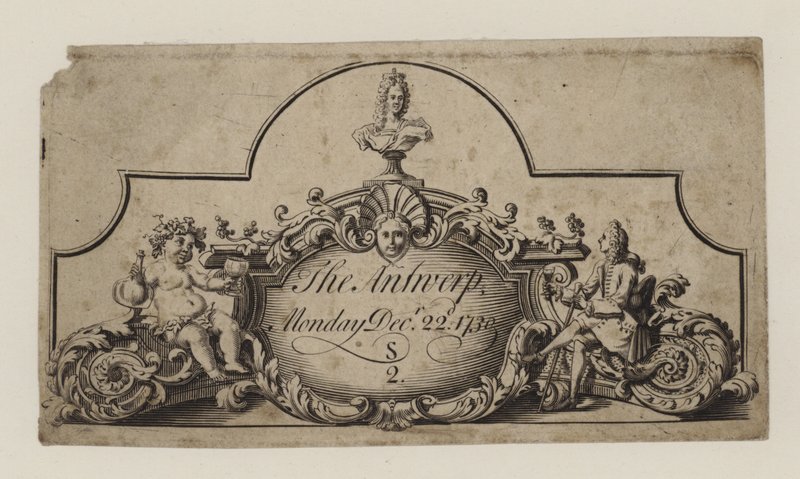 Biglietto per Anversa, 22 dicembre 1730 da English School