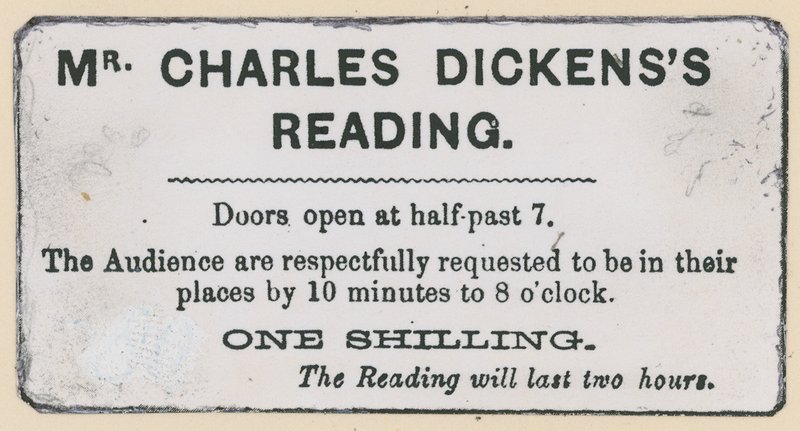 Biglietto per una lettura di Charles Dickens da English School