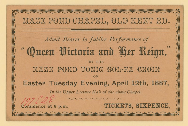 Biglietto per una rappresentazione di Queen Victoria and Her Reign da English School