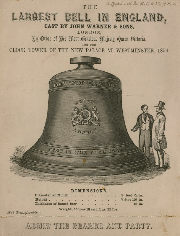 Biglietto per vedere la grande campana (Big Ben), per la Torre dell