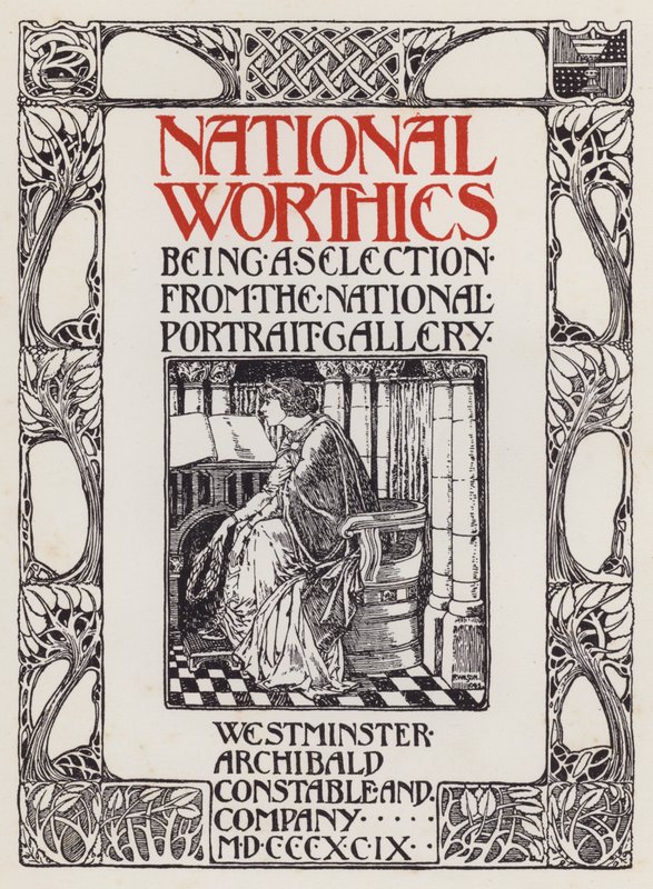 Illustrazione della pagina del titolo per National Worthies, una selezione dalla National Portrait Gallery da English School