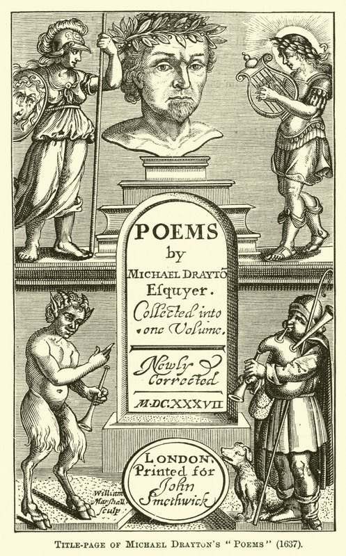 Pagina del titolo delle poesie di Michael Drayton, 1637 da English School