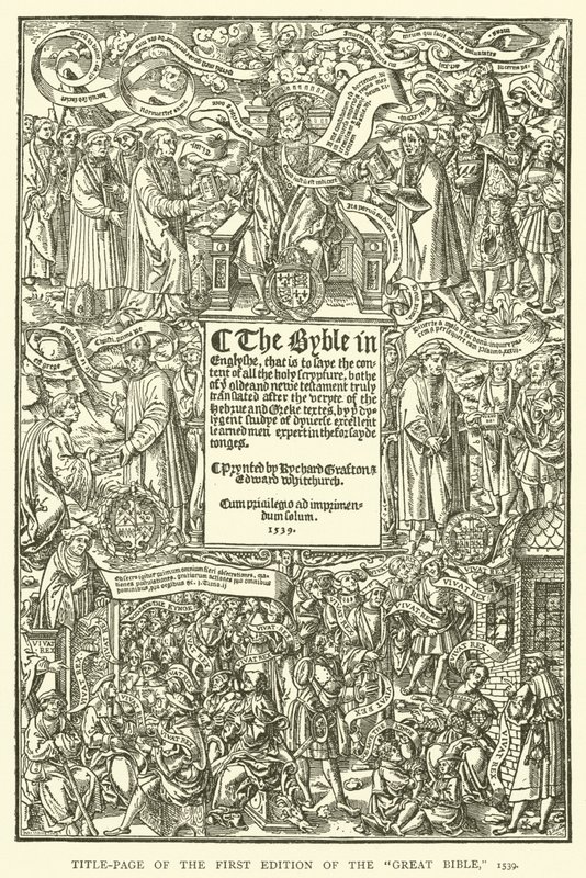 Pagina del titolo della prima edizione della Grande Bibbia, 1539 da English School