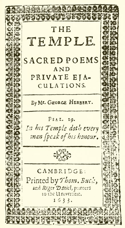 Pagina del titolo di Il Tempio di George Herbert da English School