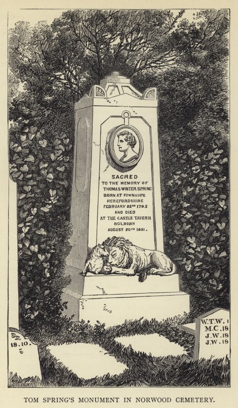 Monumento di Tom Spring nel cimitero di Norwood da English School