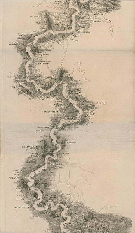 Mappa panoramica del Tamigi e Medway di Tombleson da English School
