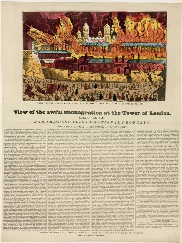 Incendio della Torre di Londra, 1841 da English School