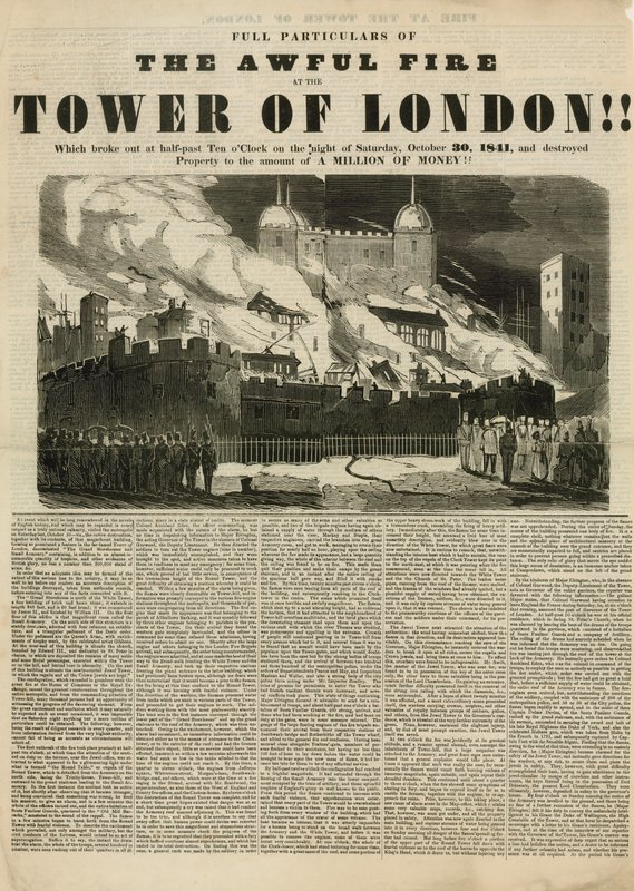 Incendio della Torre di Londra, 1841 da English School