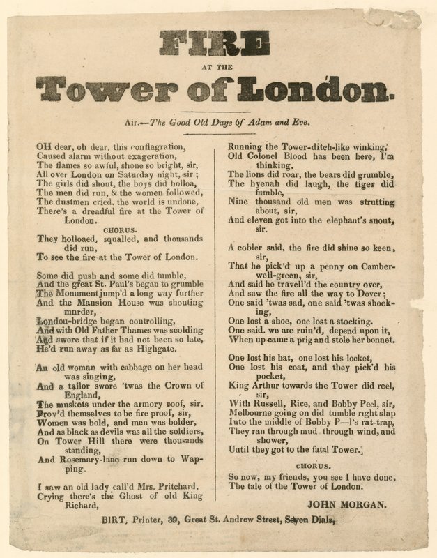Incendio della Torre di Londra, 1841 da English School