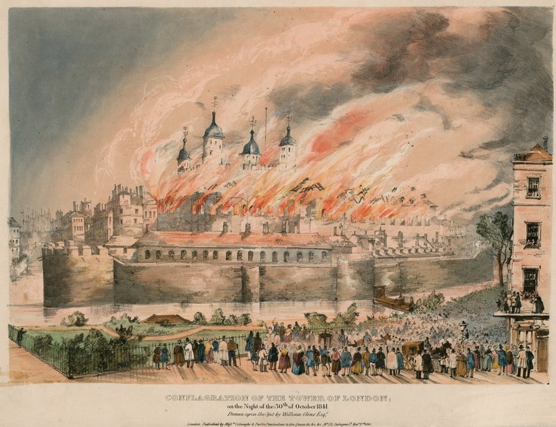 Incendio della Torre di Londra, 1841 da English School