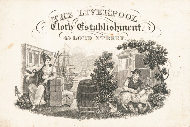 Biglietto commerciale, The Liverpool Cloth Establishment da English School