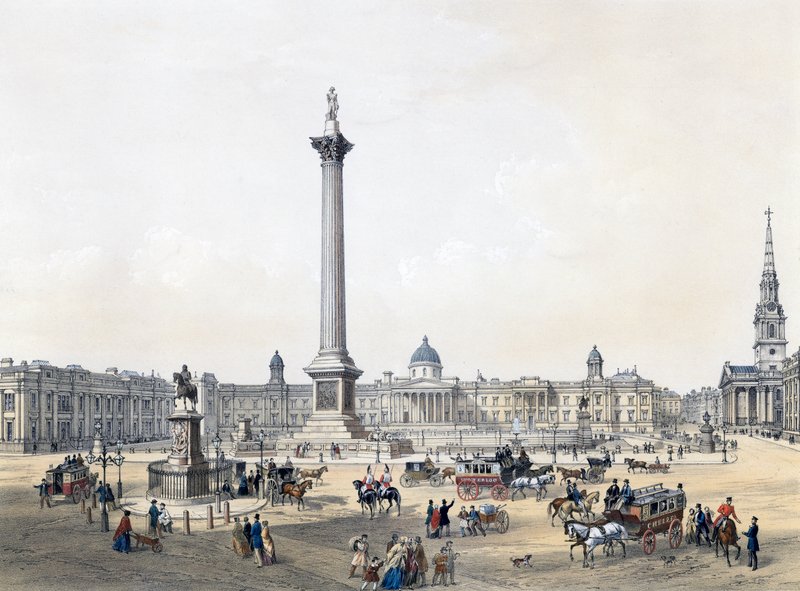 Trafalgar Square con la National Gallery e la Chiesa di St Martin da English School