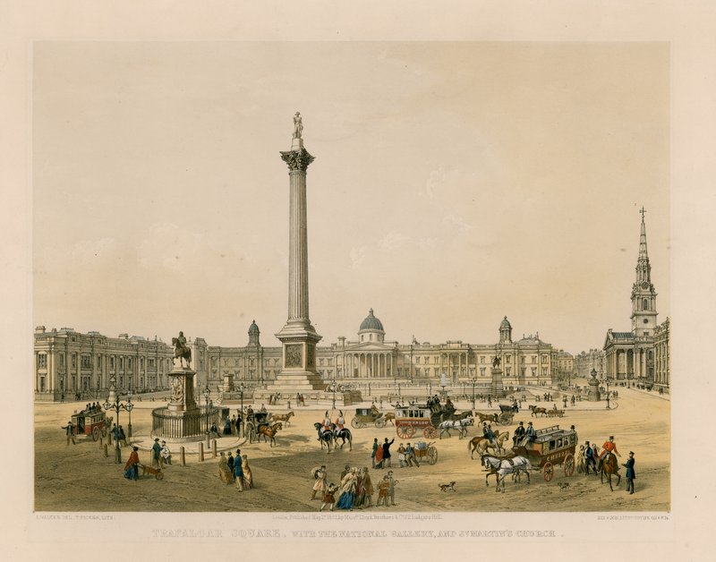 Trafalgar Square con la National Gallery e la Chiesa di St Martin da English School