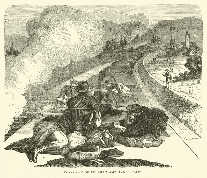 Trasporto del Corpo di Ambulanza Prussiano, novembre 1870 da English School