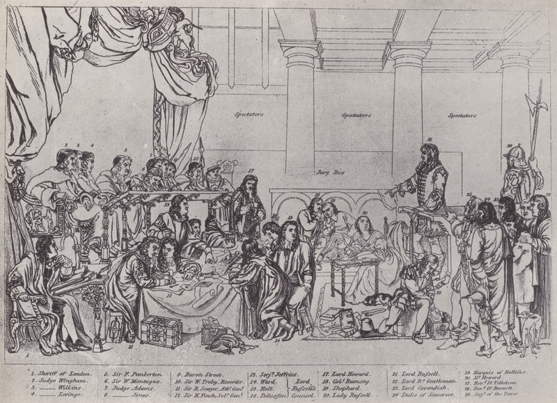 Processo di Lord William Russell (litografia) da English School