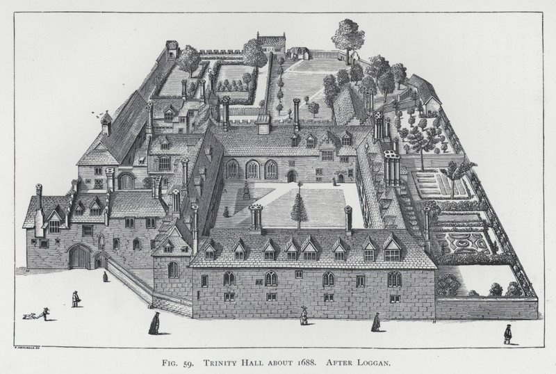 Trinity Hall circa 1688, dopo Loggan da English School