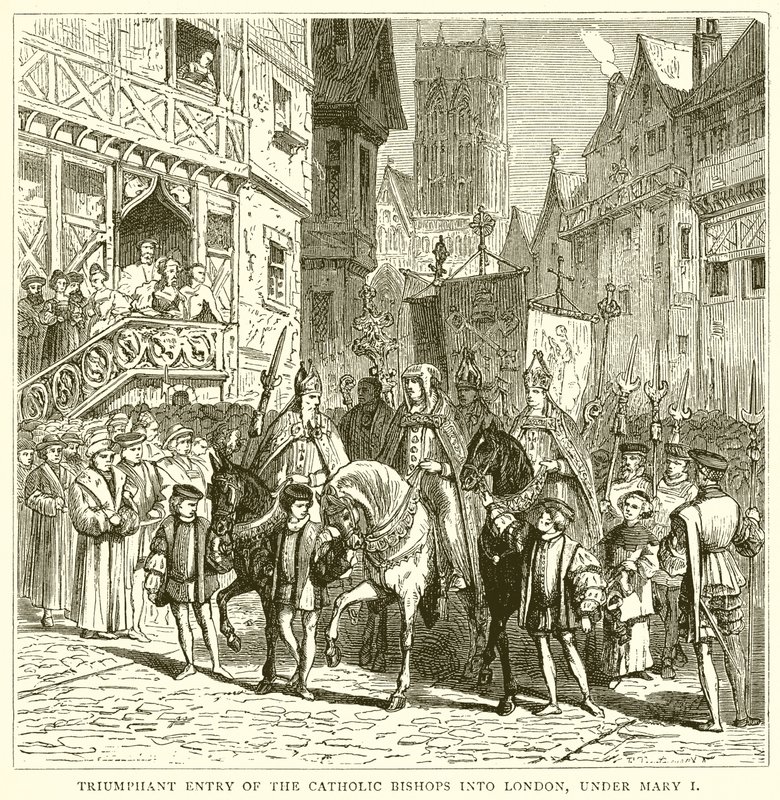 Ingresso trionfale dei vescovi cattolici a Londra, sotto Maria I da English School
