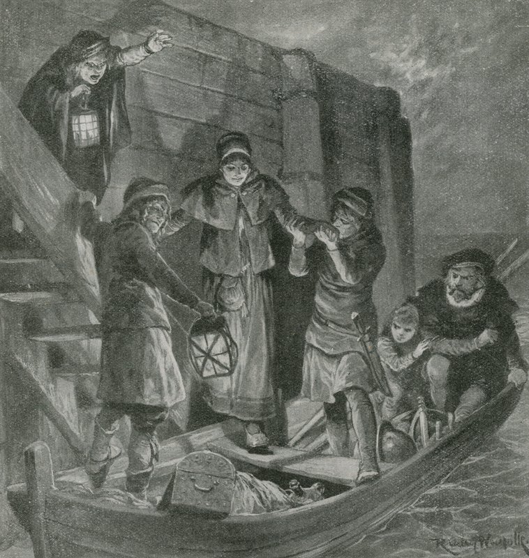 Tycho Brahe salpa dalla sua isola nel buio della notte da English School