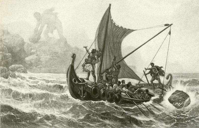 Ulisse sfida il Ciclope (incisione) da English School
