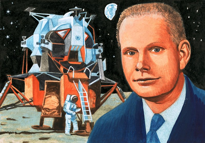 Astronauta americano non identificato e modulo lunare da English School