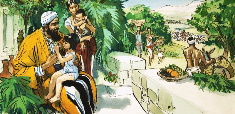 Uomo non identificato (Medio Oriente) con madre e figli da English School