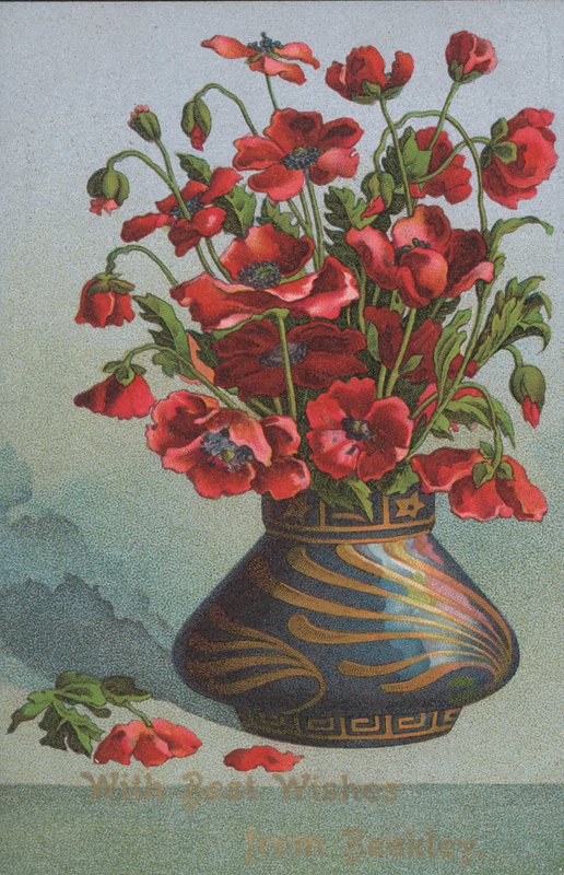 Vaso di papaveri (cromolitografia) da English School